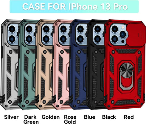 Hitaoyou iPhone 13 pro Case, iPhone 13 pro Case with Camera Cover & Kickstand Military Grade Shockproof Heavy Duty Protective with Magnetic Car Mo...