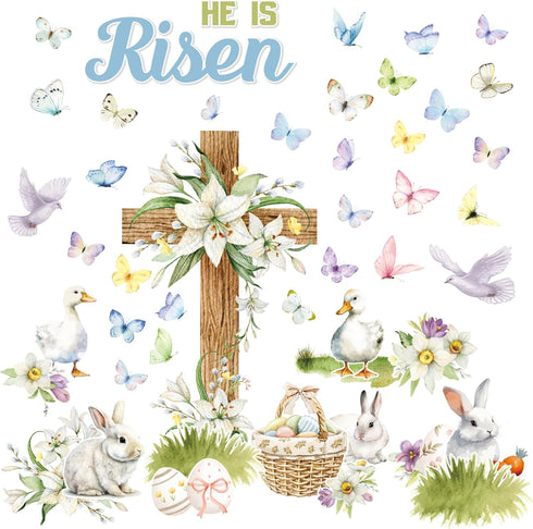 Easter Bulletin Board Decorations He is Risen Cutouts with Glue Point Spring Easter Jesus Resurrection Bulletin Board Decor for Easter Religious C...