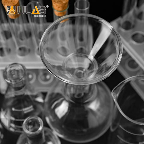 ULAB Scientific Glass Funnel Set, 1 of Each Size 50mm 75mm 100mm with Approx. 60° Angle, Short stem, UGF1009...