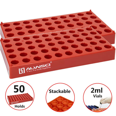 2PCS HPLC Vial Holder tray, 2ml Vial Lab Rack, Red 12mm Vial Storage Rack for 12x32mm Vial by ALWSCI...