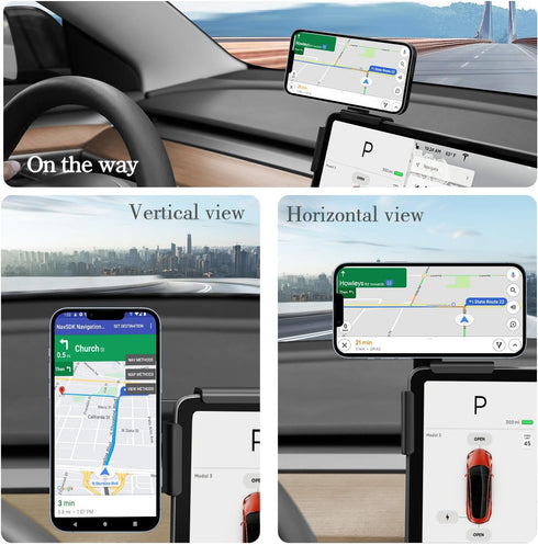 for Tesla Model 3/Y/X/S Phone Mount Holder, Magnetic Phone Mount for All Phones with MagSafe, Model Y/3 Accessories, Phone Holder No Glue Marks fo...