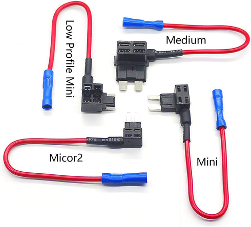 4 Types Add-a-Circuit Fuse Tap Adapter with Standard & Mini & Low Profile Mini & Micro2 Blade Fuse Holder for Cars Trucks Boats (8 Pack)...