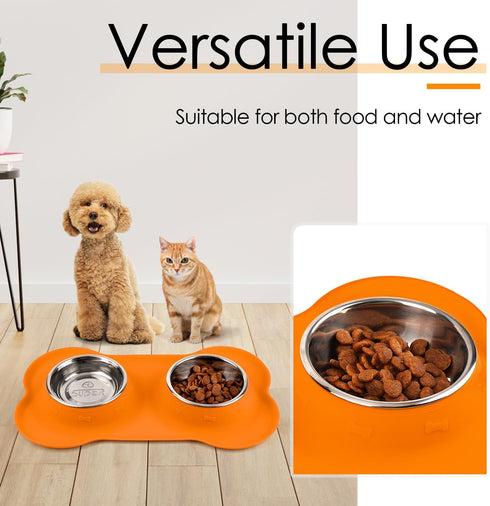 SUPERDESIGN Dog Bowls 2 Stainless Steel Puppies Bowl with No Spill Non-Skid Silicone Mat Pet Water and Food Feeder Bowls for Feeding Small Medium ...