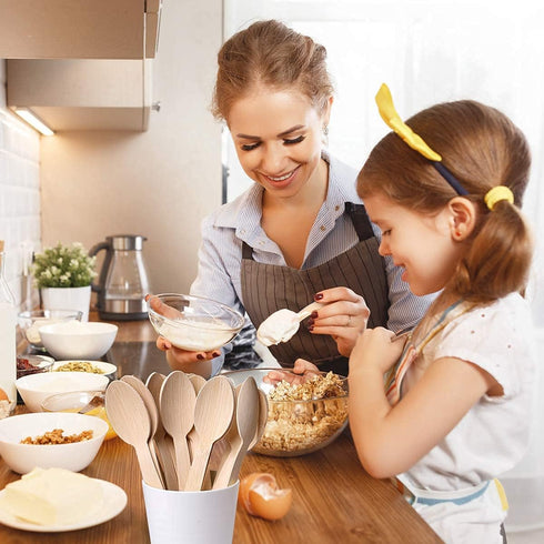 BANBU Bamboo Utensils Disposable- 100PK Bamboo Spoons for Eating 100% Biodegradable Compostable Renewable Natural Travel Cutlery 6.7" Spoon for Ca...