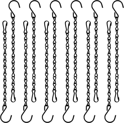 12 Pack 9.5 Inch Hanging Chain for Bird Feeders, Planters, Lanterns, Wind Chimes, Billboards, Chalkboards and Ornaments (Black)...