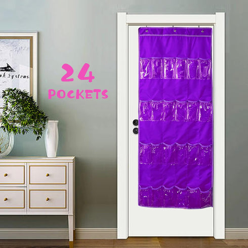 Hanging Over Door Toy Storage Organizer (24 Pockets), Compatible with LOL OMG Dolls Surprise Doll (Toys Not Included), Purple(57.5''x22'') (Purple...