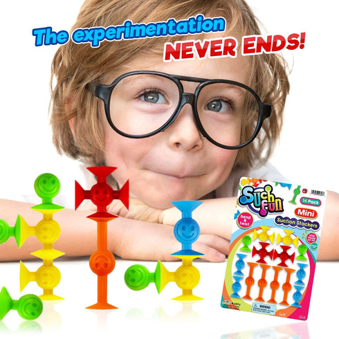 JA-RU Such Fun Mini Suction Stackers (1 Pack, 14 Units per Pack) Fun Connect Suction Cup Suckers. Kids Shower Bath Toys. STEM Educational Learning...