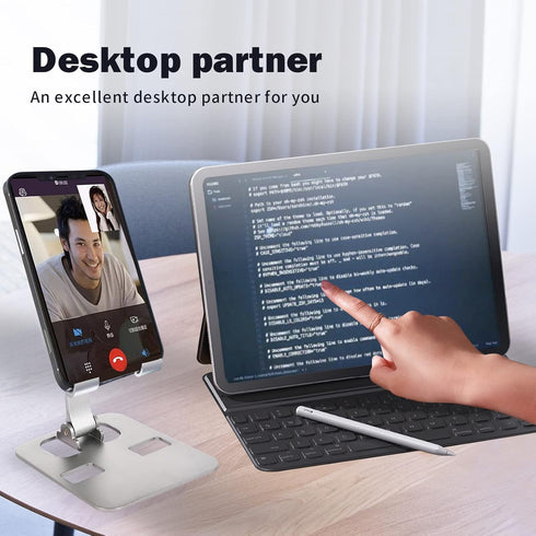 Adjustable Cell Phone Stand, Desk Phone Holder, Foldable Phone Stand for Desk?Compatible with iPhone 14 13 12 11 Pro Xs Max, 4-8'' All Phones?Tabl...