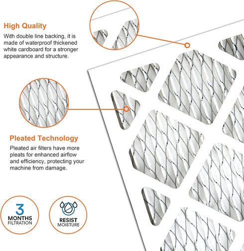 12x12x1 AC Furnace Air Filters, MERV 8 Dust Defense, JASENG MPR 600 Pleated HVAC Air Filter Replacement 2-Pack (exact dimensions: 11 3/4"x11 3/4"x...