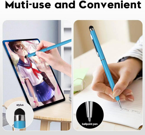 15 Pack Stylus Pens for Touch Screens Stylus Pen Compatible with Phone Tablets Kindle and Black Ink Ballpoint Pens-2 in 1 Stylists pens for Touch ...