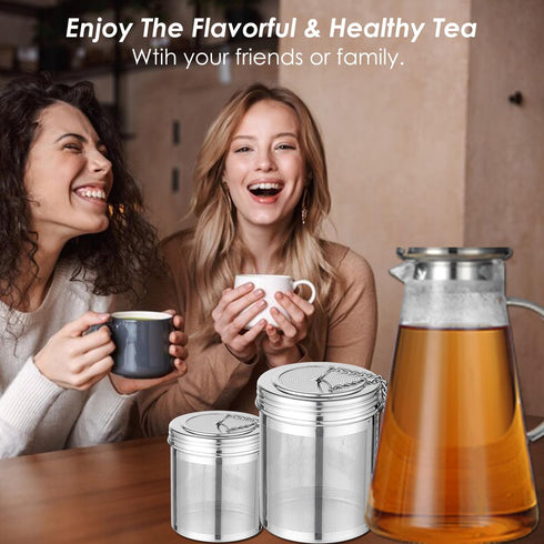 2 Pack Tea Infuser,Extra Fine Mesh Holes Tea Ball Strainers with Threaded Connection,304 Stainless Steel Cooking Filters,Easier to Brew Loose Leaf...