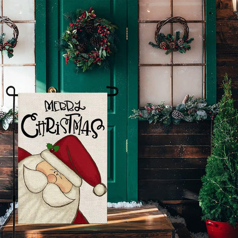 Merry Christmas Garden Flag, Double Sided Vertical Christmas Flags Small Mini Rustic Xmas Winter Farmhouse Lawn Yard Outside Outdoor Decorative Fl...