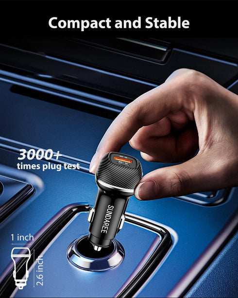 SUNDAREE Car Charger with Plug Outlet, 90W USB Car Charger Fast Charging, PD PPS QC 3.0 USB Cigarette Lighter Charger for iPhone and Samsung and M...