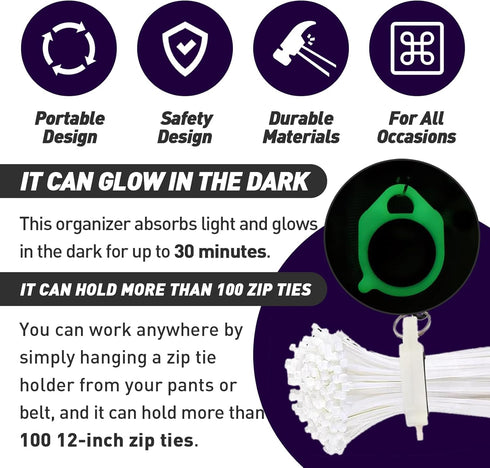 5 Pcs Zip Tie Organizer - Lightweight Cable Tie Holder for Easy Organization Without Waste - Reusable Zip Tie Tool - Zip Tie Holder...