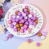Beadthoven 80pcs 15mm Purple Silicone Beads 8 Colors Silicone Beads for Keychain Making DIY Necklace Bracelet Beads Set Bulk Round Ball Round Rubb...