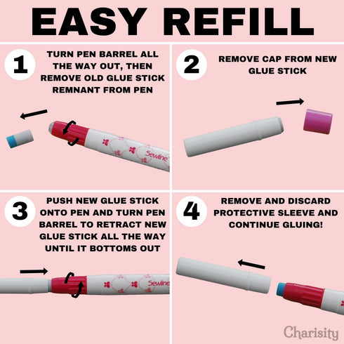 Glue Pens for Crafting Bundle, Sewline Glue Pen with 7 Sewline Fabric Glue Pen Refills and 10 Charisity Sewing Clips, Sewing Glue for Fabric, Foun...