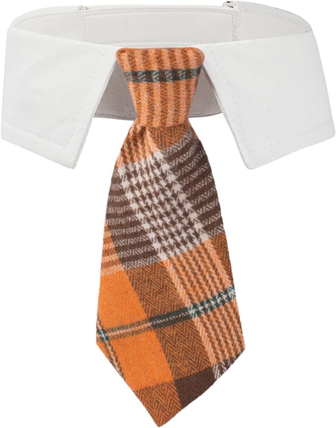 ADOGGYGO Fall Dog Necktie Pet Tuxedo Halloween Thanksgiving Dog Neck Tie Collar with Orange Plaid Tie for Medium Dogs Pets (Medium, Orange)...