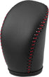 Gear Shift Head Knob Cover Transmission Lever Trim for Infiniti Q50 2018 2019 2020 2021 2022 2023 2024 Faux Leather Black Red Stitches...