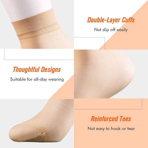 Syhood 12 Pairs Women Ankle High Sheer Socks Soft Silky Short Nylon Socks for Summer Gifts...