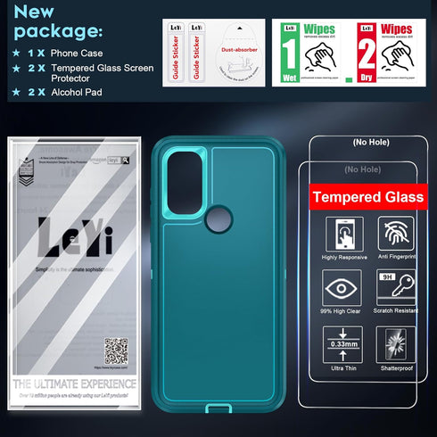 LeYi for Moto G Play 2023 Case: Motorola G Play 2023 Phone Case with 2 PCS Tempered Glass Screen Protector, Heavy Duty 3 in 1 Military Grade Shock...