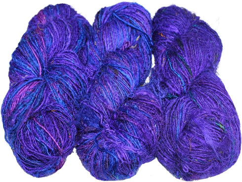 Premium Recycled Sari Silk Yarn - Blue shade - 160 Yards......