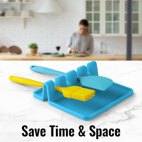 Zulay Kitchen Silicone Utensil Rest with Drip Pad for Multiple Utensils - BPA-Free, Heat-Resistant Spoon Rest & Spoon Holder for Stove Top - Kitch...