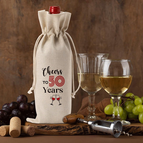 50th Birthday Gifts for Women Her Him Wine Bag, 50 Year Old Birthday Gifts for Women Men Wine Bottle Bag, Happy 50th birthday Party Decorations Me...