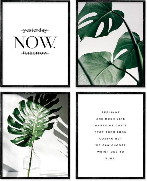 A ARTZONE Botanical Watercolor Prints, Set of 4 Unframed Canvas Art Prints, 8x10 inches, Bedroom Wall Art...