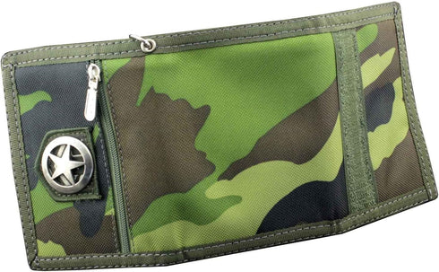 Men's Boy's Army Camouflage wallet Card Purse with safty Chain...