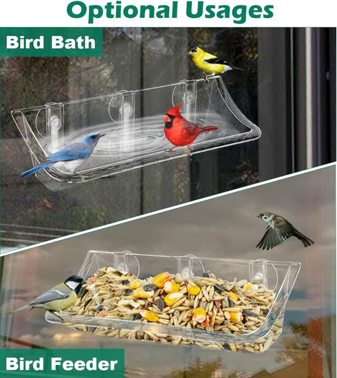 Clear Bird Bath Bird Feeder for Outside Window Glass, Transparent Birdbath with Strong Suction Cups for Viewing, bird watching gifts for Elderly P...