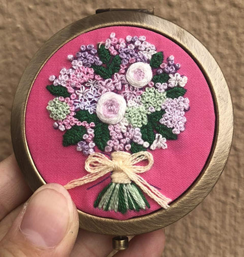 Abillyn Embroidery Starter Kit Colorful Bouquet Makeup Mirror Stamped with Printed Pattern Cross Stitch Embroidery Kits (Bouquet)......