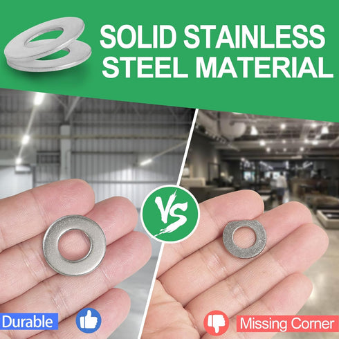 1/2" Stainless Steel Flat Washers - 1" Outside Diameter, 304?18-8?Stainless Steel Washers Metal Washers for Screws Bolts, Pack of 50...