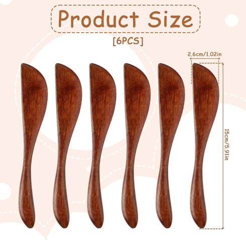 6Pcs Wooden Butter Knife, 5.9 Inch Jelly Cheese Spreaders Jam Sandwich Spreaders Cream Spreader Mini Wooden Spatulas Condiment Knives for Kitchen ...