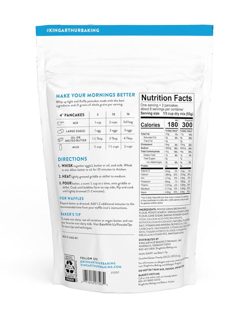 King Arthur Gluten-Free Pancake Mix, Non-GMO Project Verified, Kosher, 15 Ounces, Packaging May Vary...