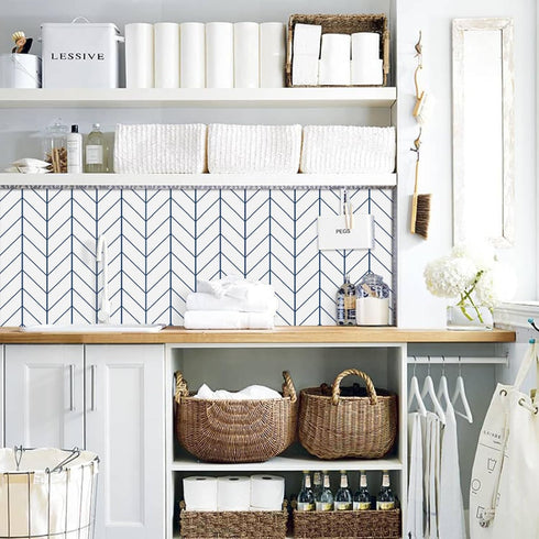 LXCREAT Removable Wallpaper Forgiving Blue/White Stripes Peel and Stick Wallpaper 17.71 in X 118 in Modern Self Adhesive Vinyl for Home Renovation...