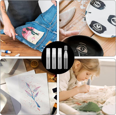 4 Pack Paint Pens 15 mm White Empty Acrylic Permanent Marker Clear Acrylic Paint Marker Pens Fine Point Refillable Marker Pen for Wood Ceramic Met...