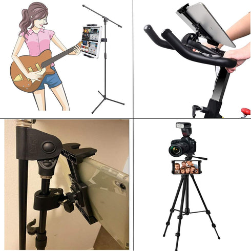 Microphone Music Stand Tablet Smartphone Holder Mount Heavy Duty 360 Degree Swivel Clamp Compatible with 3.5 to 13.5in Phone Tablets, iPad Pro 12....