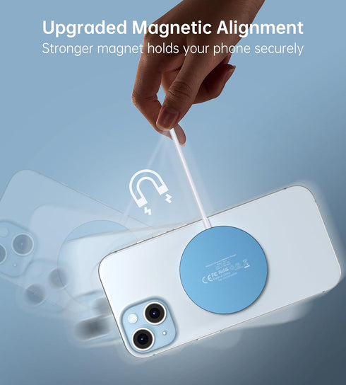 Magnetic Wireless Charger for Apple Series, Mag-Safe Charger Stand 15W Fast Wireless Charging Stand/Pad+5ft USB-C Cable for iPhone 15 14 13 12 Pro...