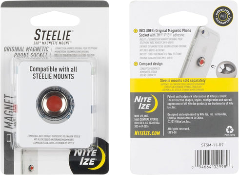 Nite Ize Steelie Magnetic Phone Socket - Additional Magnetic Cell Phone Socket Mount for Steelie Phone Mounting Systems - Simple Adhesive Socket C...