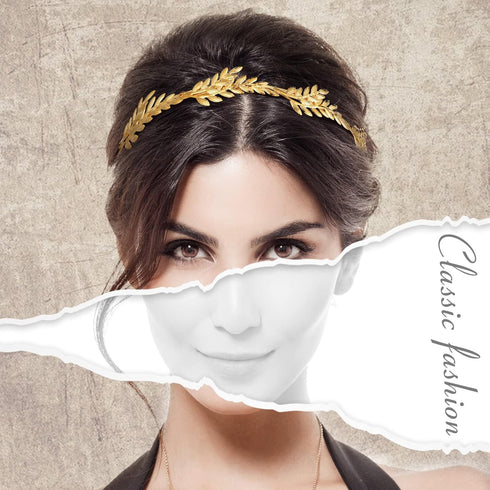 6 Pcs Gold Leaf Wedding Headbands Set Flower Faux Pearls Headband Golden Bridal Tiara Greek Queen Crown Headpiece Metal Laurel Leaf Hairband for W...