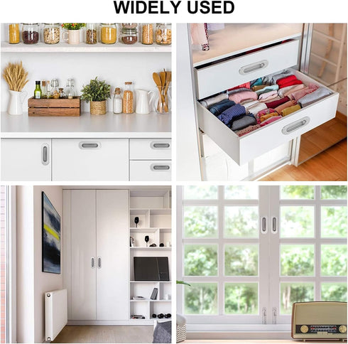 Mesee 2 Packs Flush Sliding Door Handles with Fixing Screws, Stainless Steel Recessed Oval Drawer Pull Handle Concealed Finger Pulls for Wardrobes...