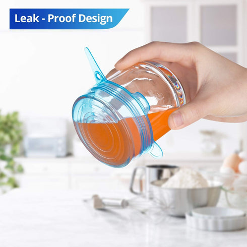 Silicone Stretch Lids, Zero Waste Reusable Silicon Container Lid Covers for Leftover Food Fruit Bowls Pots Cups Jars Dishes (6PCS, Blue)...
