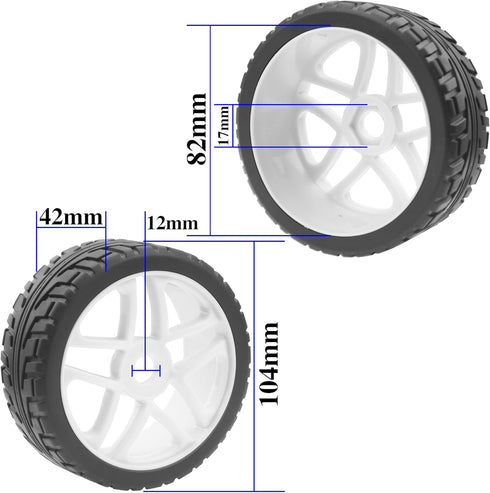 ShareGoo OD 4.09" Rubber 1/8 RC Buggy Tires and 17mm Hex Wheels Rim Compatible with Arrma Typhon Kyosho Losi VRX Redcat HSP HPI 1/8 Scale RC Off R...