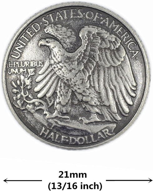 Bezelry 12 Pieces Bald Eagle Coin Style Metal Shank Buttons. 21mm (13/16 inch) (Gray Silver)...