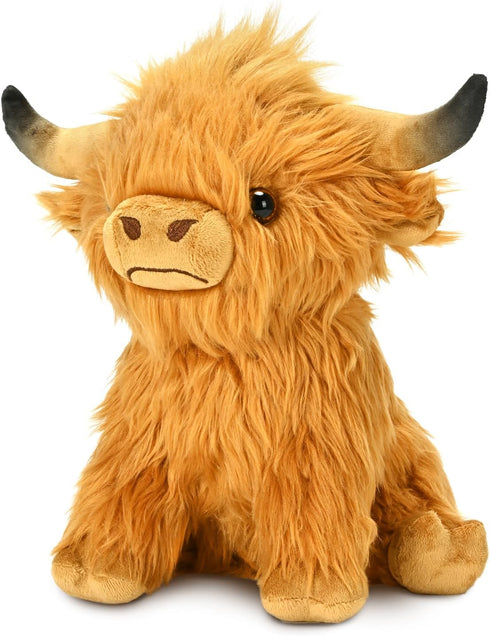 Scottish Highland Cow Stuffed Animal, Realistic Stuffed Cattle Plushie, Plush Toy, 10 Inch/Brown...