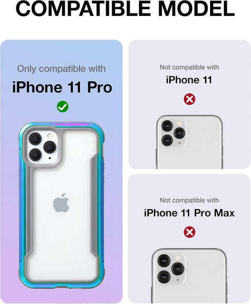 X-Doria Raptic Shield Case, iPhone 11 Pro, Iridescent, Military Grade Drop Tested, Aluminum, Polycarbonate, Lightweight, Camera Protector...