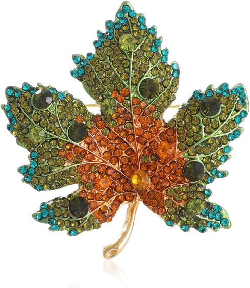 Premium Maple Leaf Brooch for Women Rhinestone Crystal Leaf Brooch Pin Blue/Green/Red Maple Leaf Brooch Lapel Pin Clothing Hat Bag Accessories for...