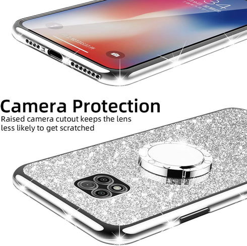Case for Moto G Power 2021, for Motorola G Power 2021 Phone Case with Ring Kickstand Lanyard Shockproof Protection Cute Soft Glitter Cover Case fo...