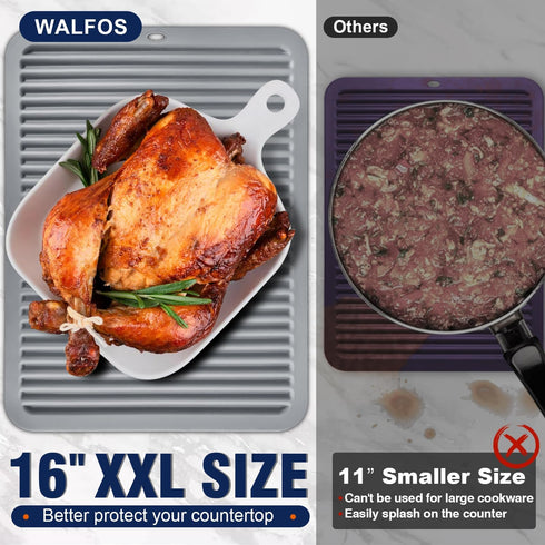 Walfos Large Silicone Trivet 16x12 Inch, Hot Pads for Kitchen, Heat Resistant Pot Holders Trivets for Hot Dishes, Hot Pots and Pans, Quartz Counte...