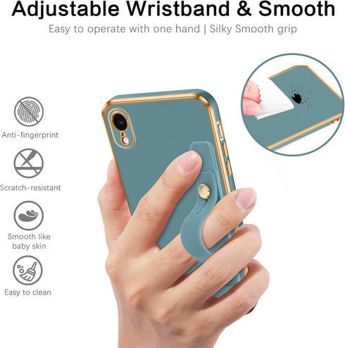 VENINGO iPhone XR Case, Phone Cases for iPhone XR, Slim Fit Soft TPU Rubber with Adjustable Wristband Kickstand Scratch Resistant Shockproof Prote...
